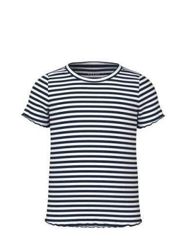 Nmfvemma Aop Ss Slim Top Tops T-Kortærmet Skjorte Navy Name It