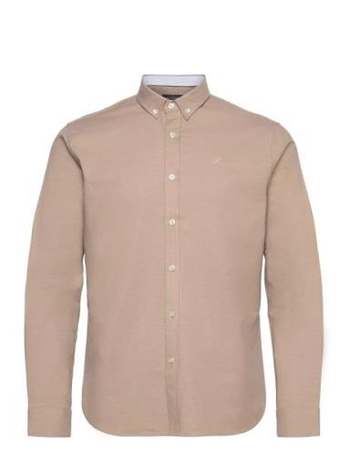 Oxford Stretch Plain L/S Tops Shirts Casual Beige Clean Cut Copenhagen