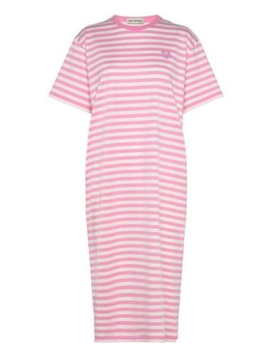 Tasaraita Over D Dress Knælang Kjole Pink Marimekko