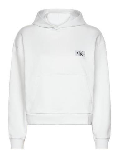 Woven Label Hoodie Tops Sweatshirts & Hoodies Hoodies White Calvin Kle...