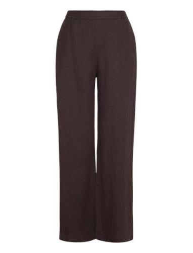 Trousers Bella Pure Linen Bottoms Trousers Straight Leg Brown Lindex