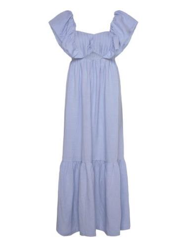 Emilie Frill Detailed Linen Blend Maxi Dress Maxikjole Festkjole Blue ...