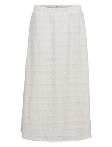 Objfeodora Midi Skirt Div Knælang Nederdel White Object