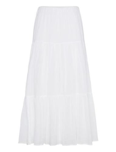 Maxi Cotton Skirt Lang Nederdel White Gina Tricot