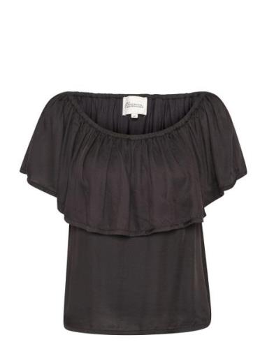 Melissamw Florence Blouse Tops Blouses Short-sleeved Black My Essentia...