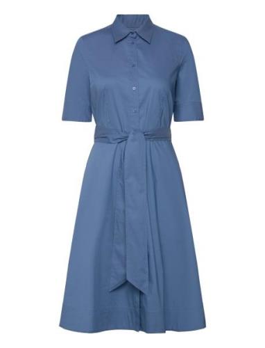 Belted Cotton-Blend Shirtdress Designers Knee-length & Midi Blue Laure...