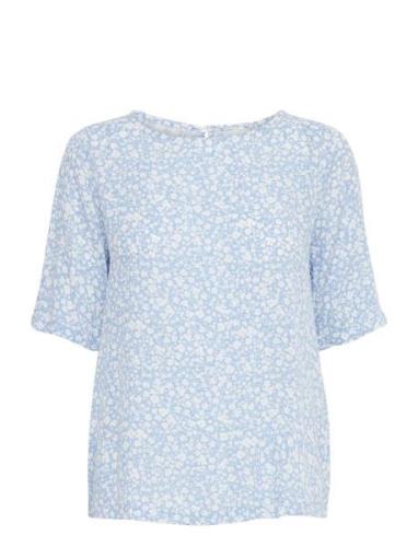 Ihmarrakech Aop Ss11 Tops Blouses Short-sleeved Blue ICHI