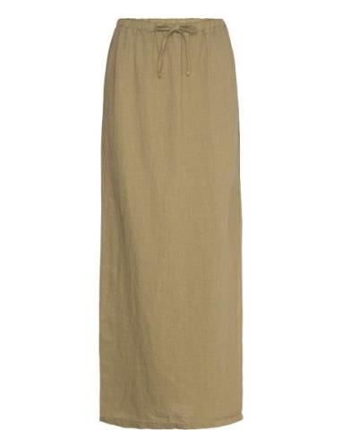 Samira Skirt Lang Nederdel Khaki Green Noella