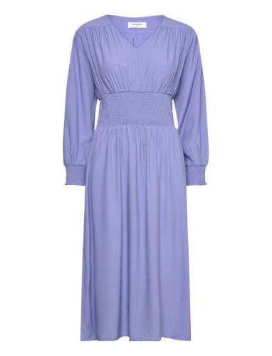 Dress W/ Smock Knælang Kjole Blue Rosemunde