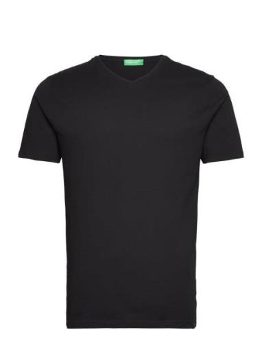 V Neck T-Shirt Tops T-Kortærmet Skjorte Black United Colors Of Benetto...