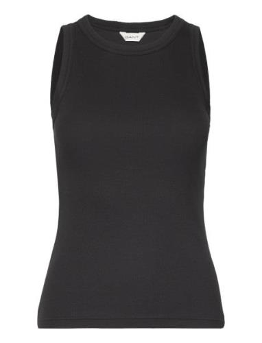 High Neck Rib Tank Top Tops T-shirts & Tops Sleeveless Black GANT