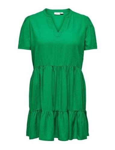 Cartiri-Caro S/S V-Neck Lin Dress Tlr Kort Kjole Green ONLY Carmakoma