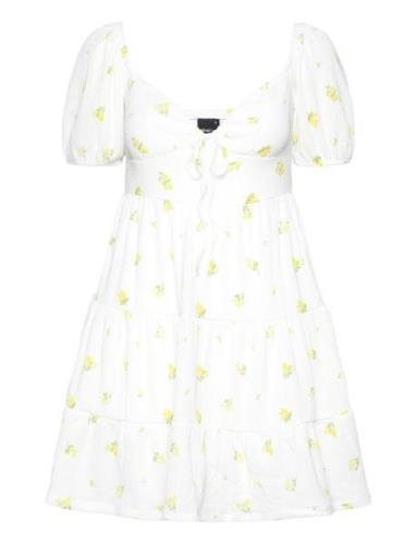 Puff Sleeve Mini Dress Kort Kjole White Gina Tricot