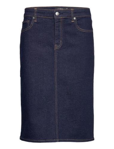 Denim Skirt Knælang Nederdel Blue Lauren Ralph Lauren