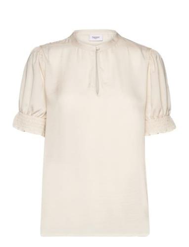 Nunnisz Shirt Tops Blouses Short-sleeved Cream Saint Tropez