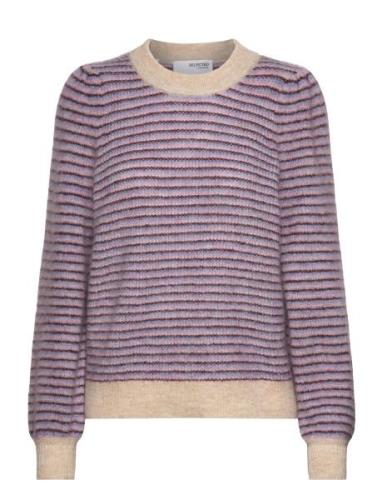 Slfmola Mia Ls Knit O-Neck Tops Knitwear Jumpers Purple Selected Femme