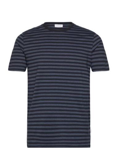 Striped Tee S/S Tops T-Kortærmet Skjorte Navy Lindbergh