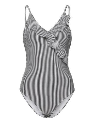 Striba Bly Frill Swimsuit Badedragt Badetøj Navy Becksöndergaard