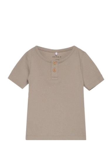 Nmmkab Ss Top Noos Tops T-Kortærmet Skjorte Beige Name It