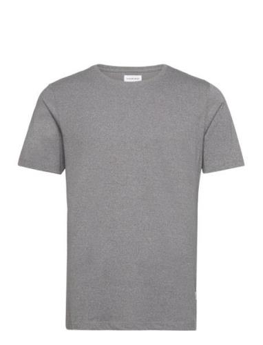 Mouliné O-Neck Tee S/S Tops T-Kortærmet Skjorte Grey Lindbergh