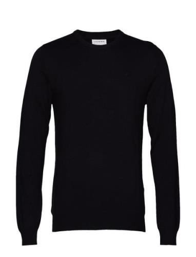 Mélange Round Neck Knit Tops Knitwear Round Necks Black Lindbergh