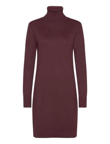 U6801, Milasz Rollneck Dress Knælang Kjole Burgundy Saint Tropez