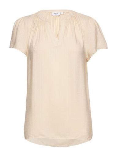 Brittasz Ss Top Tops Blouses Short-sleeved Cream Saint Tropez