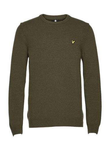 Crew Neck Lambswool Blend Jumper Tops Knitwear Round Necks Khaki Green...