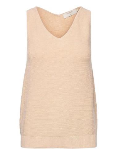 Crsillar Knit Top Vests Knitted Vests Pink Cream