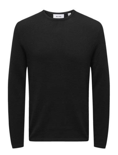 Onspanter Reg 12 Struc Crew Knit Noos Tops Knitwear Round Necks Black ...