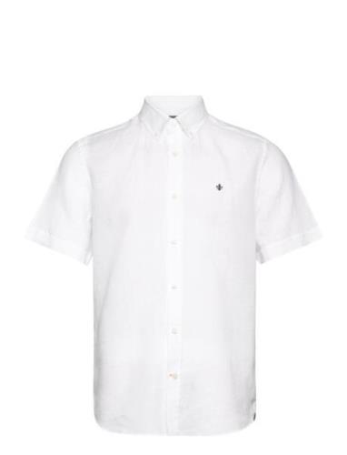 Douglas Bd Linen Shirt Ss Designers Shirts Short-sleeved White Morris