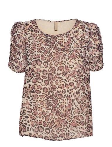 Sc-Raben Tops Blouses Short-sleeved Brown Soyaconcept