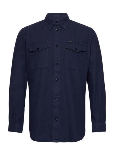 Marine Slim Shirt L\S Tops Shirts Casual Blue G-Star RAW