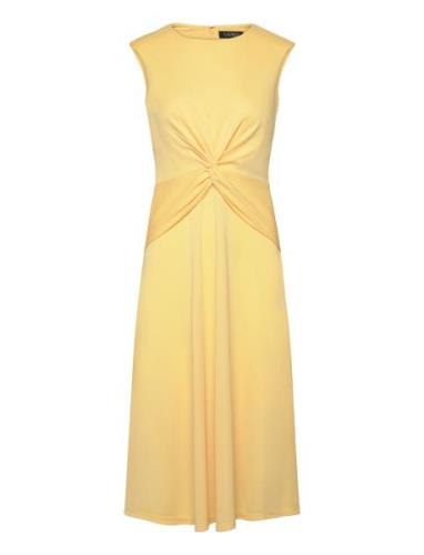 Twist-Front Jersey Dress Knælang Kjole Yellow Lauren Ralph Lauren