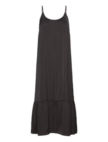 Recycle Polyester Strap Dress Knælang Kjole Black Rosemunde