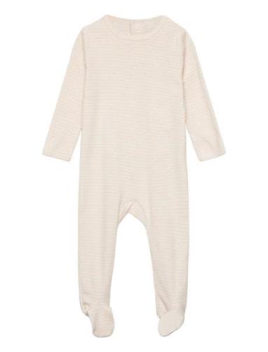 Striped Full Body W. Back Opening Pyjamas Sie Jumpsuit Cream Copenhage...