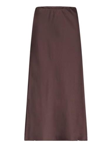 Kasasmina Skirt Lang Nederdel Brown Kaffe