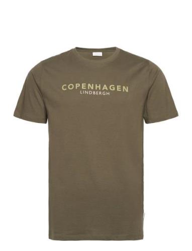 Copenhagen Print Tee S/S Tops T-Kortærmet Skjorte Green Lindbergh