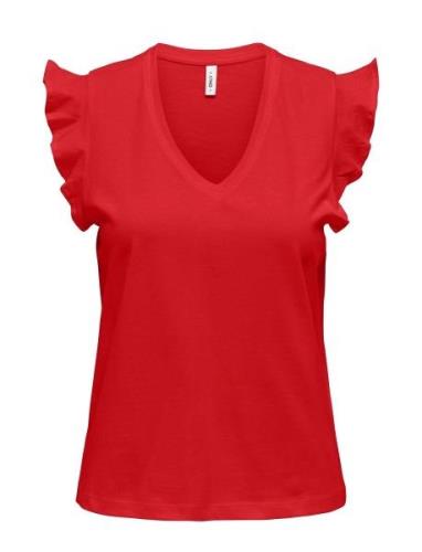 Onlmay S/S Frill V-Neck Top Box Jrs Tops T-shirts & Tops Short-sleeved...