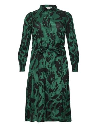 Kcpolla Oline Dress Knælang Kjole Green Kaffe Curve