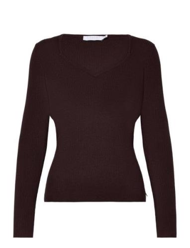 Knit With Heart Shape Neck Tops Knitwear Jumpers Black Coster Copenhag...