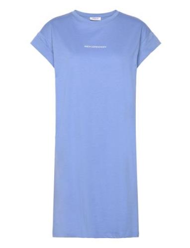 Mschalvidera Organic Small Logo Dress Knælang Kjole Blue MSCH Copenhag...