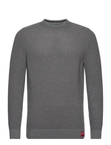 Textured Crew Knit Jumper Tops Knitwear Round Necks Grey Superdry