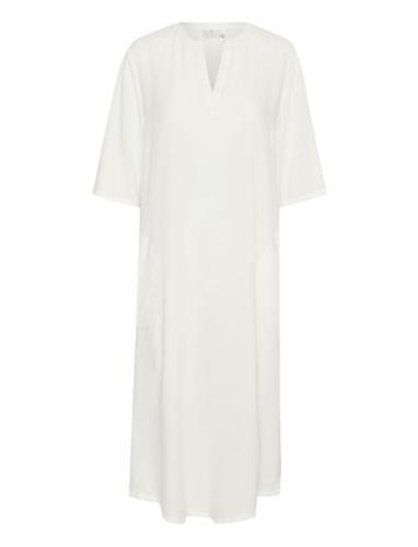 Kamilia Kaftan Dress Knælang Kjole White Kaffe