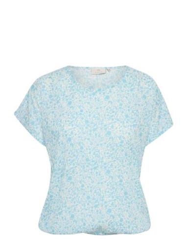 Kaamber Sl Printed Tops Blouses Short-sleeved Blue Kaffe