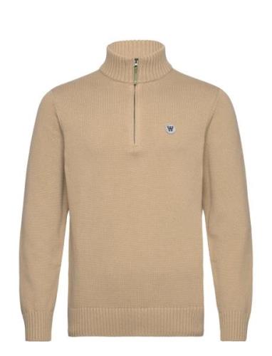 Blu Halfzip Jumper Tops Knitwear Half Zip Jumpers Beige Double A By Wo...