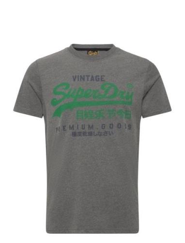 Vl Premium Goods Graphic Tee Tops T-Kortærmet Skjorte Grey Superdry