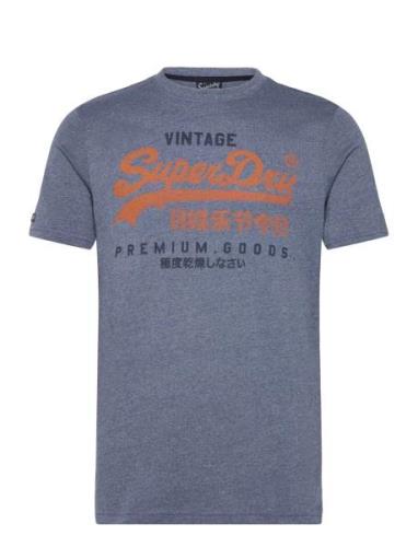 Vl Premium Goods Graphic Tee Tops T-Kortærmet Skjorte Blue Superdry