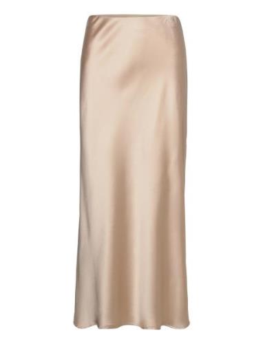 Objsateen Mw Ancle Skirt Div Lang Nederdel Beige Object