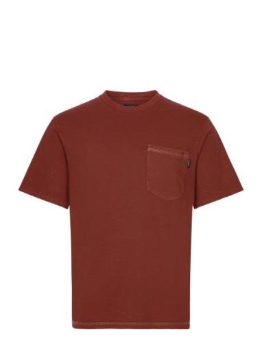 Contrast Stitch Pocket Tshirt Tops T-Kortærmet Skjorte Burgundy Superd...